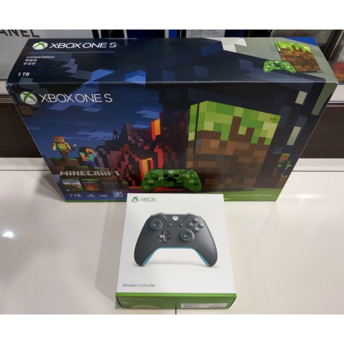 Xbox One S 1tb Minecraft 特別版我的世界同捆 藍灰手把共二手把 蝦皮購物
