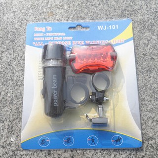 自行車5LED前燈黑+蝴蝶尾燈 單車裝備 套裝燈