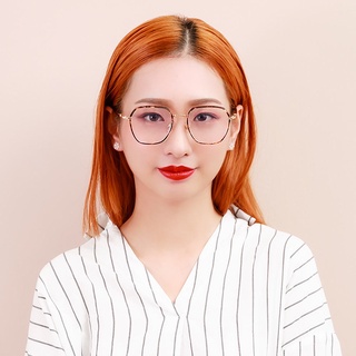 【aslly】玳瑁琥珀多邊方框濾藍光眼鏡 簡約菱形 濾藍光防眩光 梯形框型 s1056