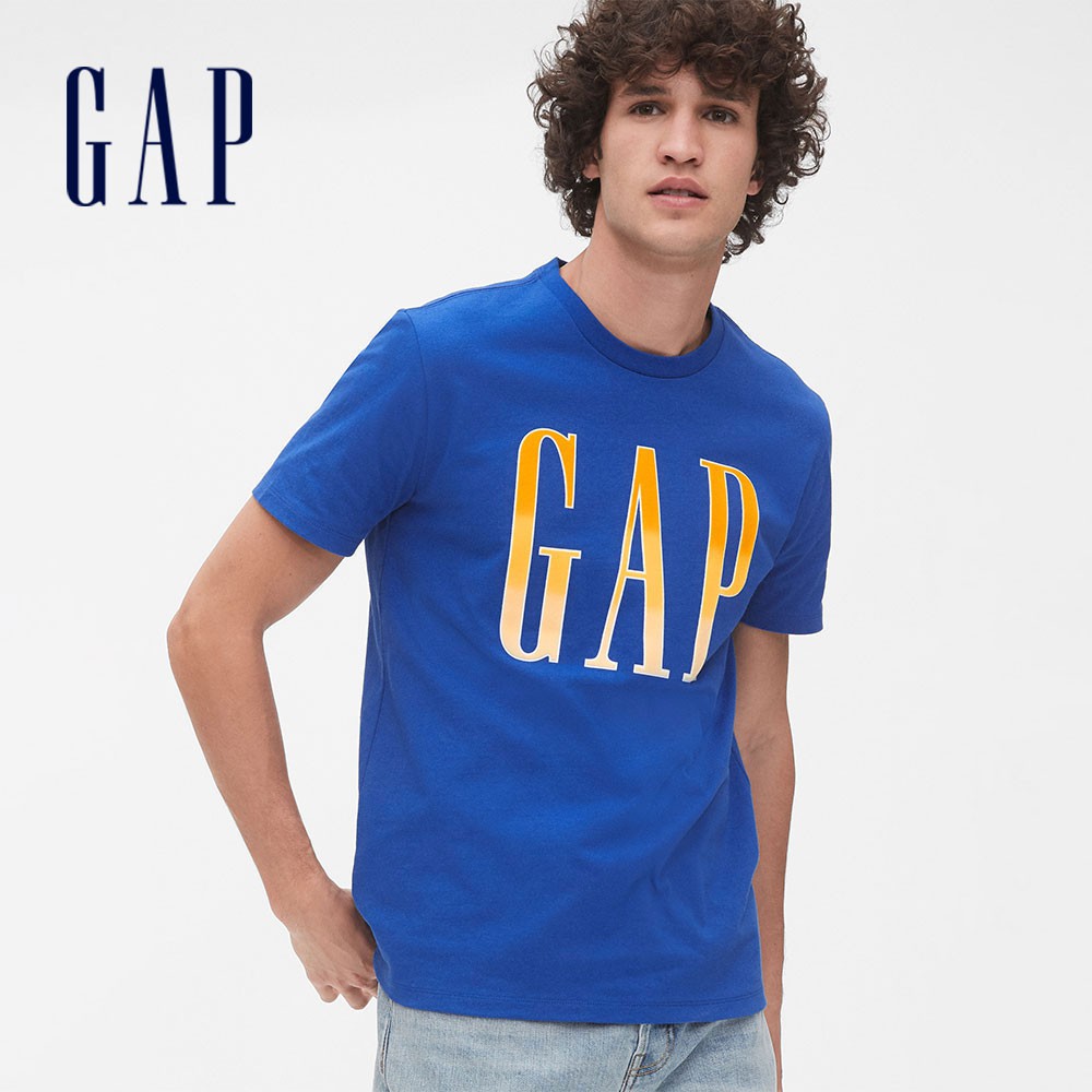 Gap 男裝 Logo圓領短袖T恤 厚磅密織系列-藍色(579588)