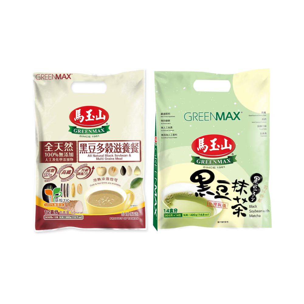 【蝦皮特選】GREENMAX馬玉山 黑豆營養沖泡飲 (抹茶/全天然多穀滋養) 高纖高鈣 多穀物