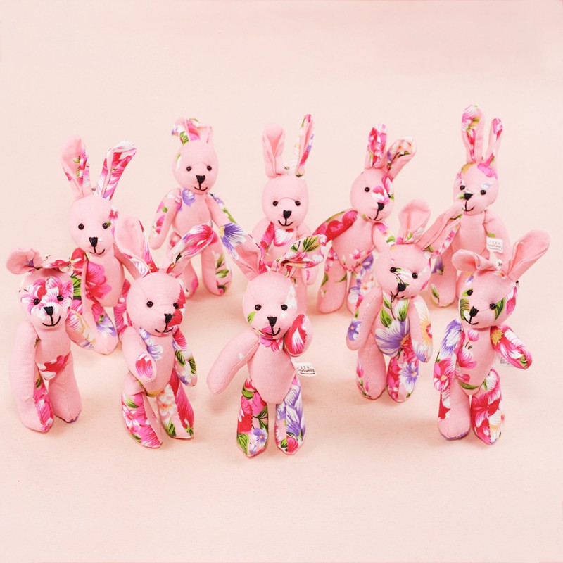 客家粉紅花布兔吊飾 全身13公分 婚禮小物 手工製作 台灣文創 小熊家族  絨毛玩偶專賣店