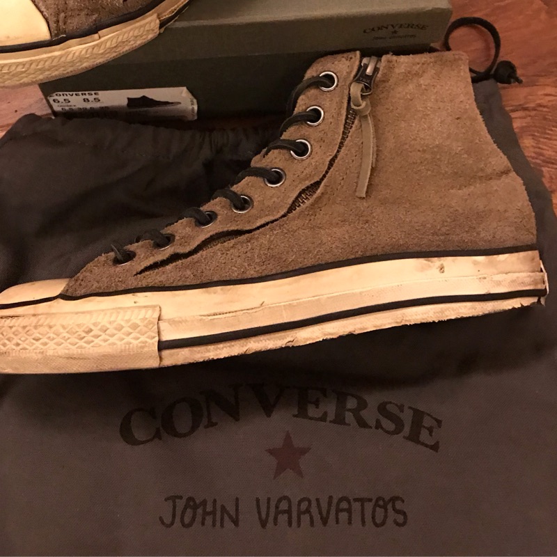 Converse all star x John Varvatos 高級麂皮 雙拉鍊 透明鞋底 復古鞋款 古著 25cm