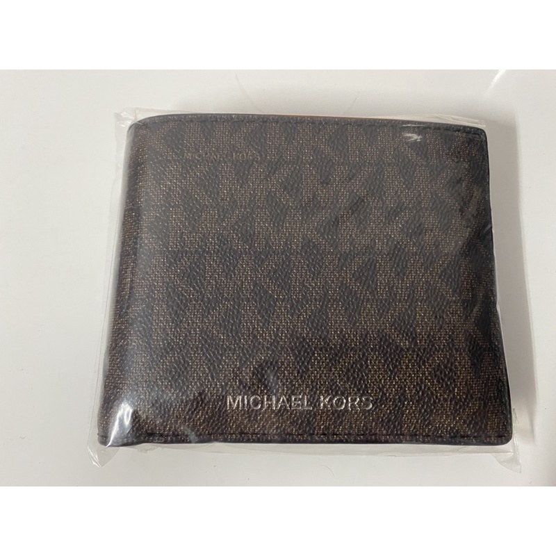 MICHAEL KORS MK 雙層短夾（零錢袋）滿版老花咖