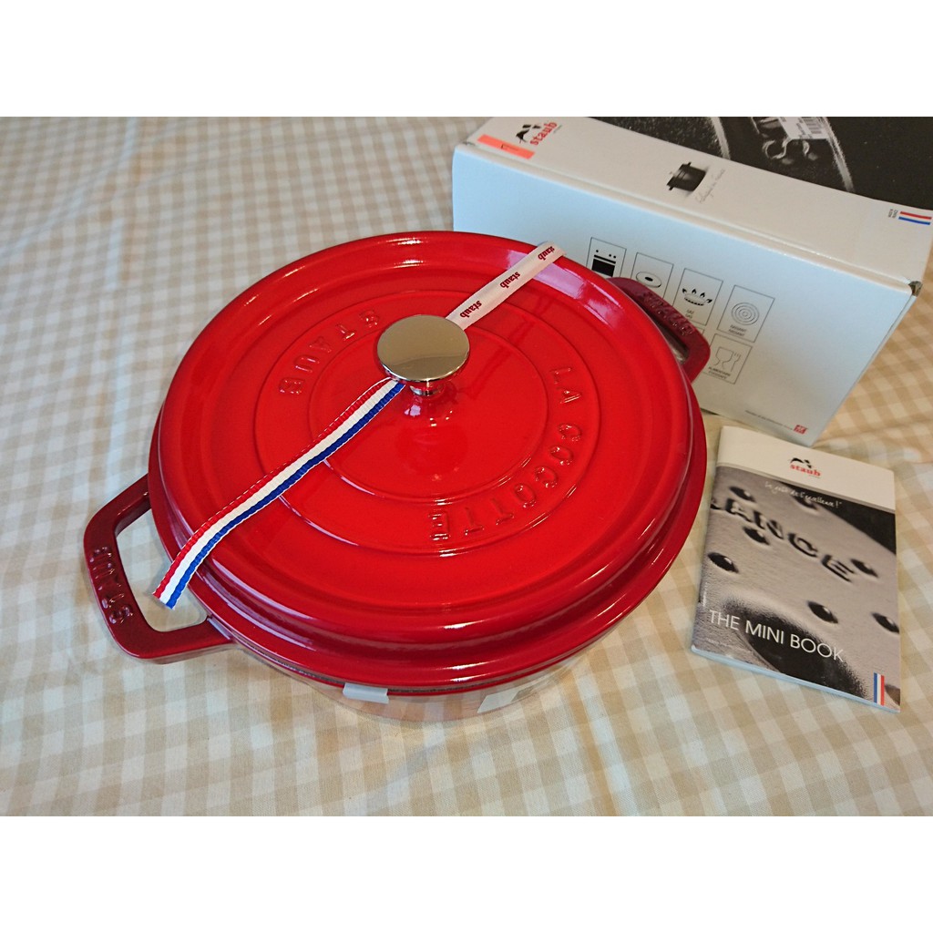 #7全新現貨 Staub 24cm 櫻桃紅 琺瑯鑄鐵鍋 法國製 3.8L 24公分 圓鍋 湯鍋 雙人牌 史大伯 LC同級