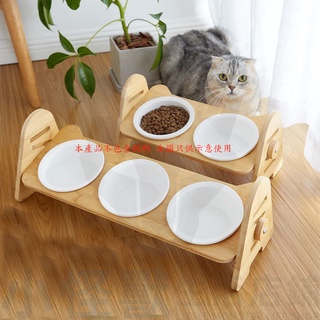 寵物碗 實木可調整高度陶瓷碗【小怪獸生活店鋪】