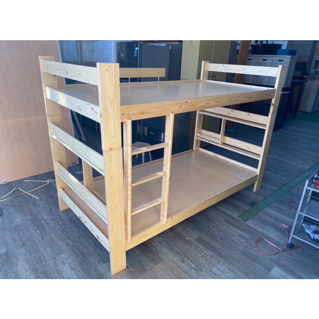 吉田二手傢俱❤3.5尺松木雙層床 上下床架 上下鋪 實木床架 上下層床架 單人床