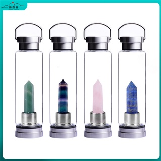 【可開發票 免運】天然水晶 六稜單尖柱 能量石水瓶 玻璃運動水杯 水壺款新品 水晶杯 能量杯 水療杯