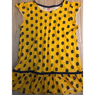Uniqlo 土黃圖騰長版上衣 120cm