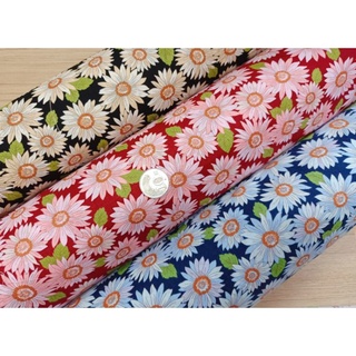 日本棉布：向陽花 特價一碼140 黑/紅/深藍