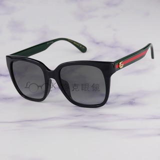 【LOOK路克眼鏡】Gucci 太陽眼鏡 方 膠框 綠紅綠鏡腳 GG0715SA 001