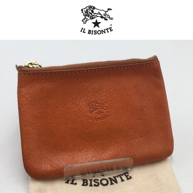 二手真品 IL BISONTE 100% 真皮 零錢包 小皮件 義大利製 Z879