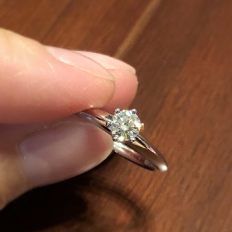 [超優惠 #7 0.26ct E VS1]Tiffany 六爪鉑金Solitaire 單鑽石婚戒 求婚