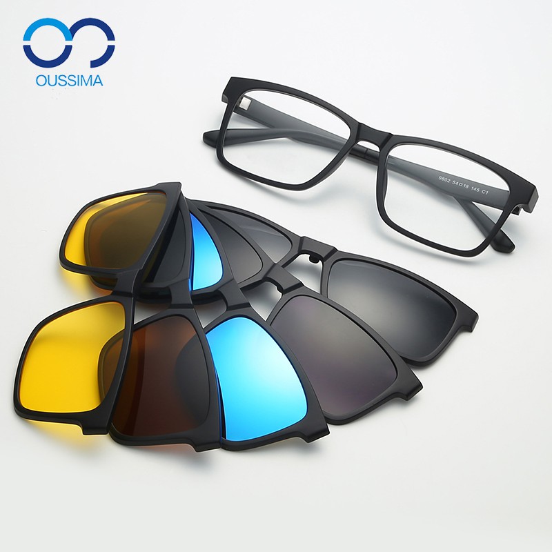 OUSSIMA歐斯邁9802磁吸五件套鏡TR90近視開車駕駛偏光太陽眼鏡男女磁吸鏡式墨鏡