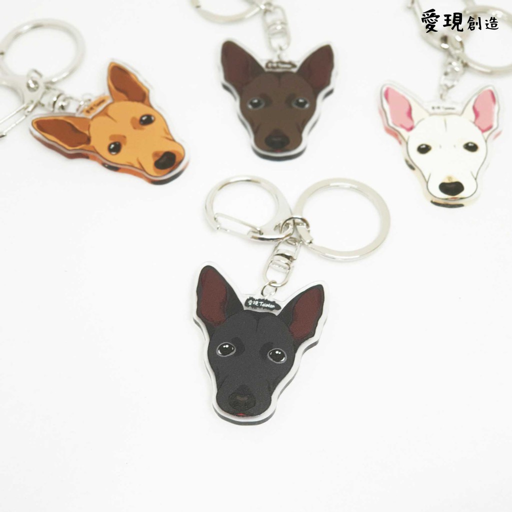Ishare愛現 台灣犬 米克斯4毛色寵物壓克力鑰匙圈 雙面有圖吊飾吊牌 蝦皮購物