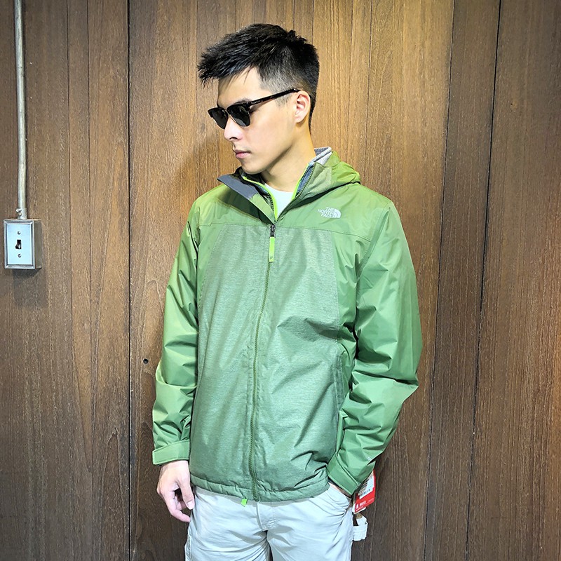 美國百分百【The North Face】連帽外套 TNF 暖魔球 北臉 兩件式 夾克 保暖防水 綠色 S號 J824