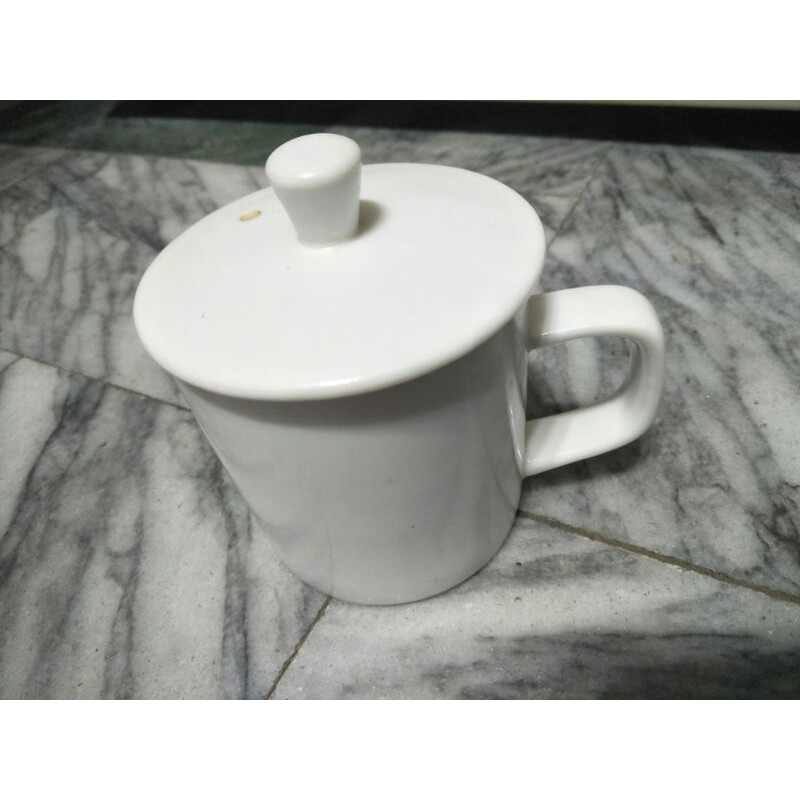 二手茶杯 台灣茶器改良場製造 台灣製茶杯 純白茶杯 白色陶瓷杯 二手陶瓷茶杯 可當馬克杯使用