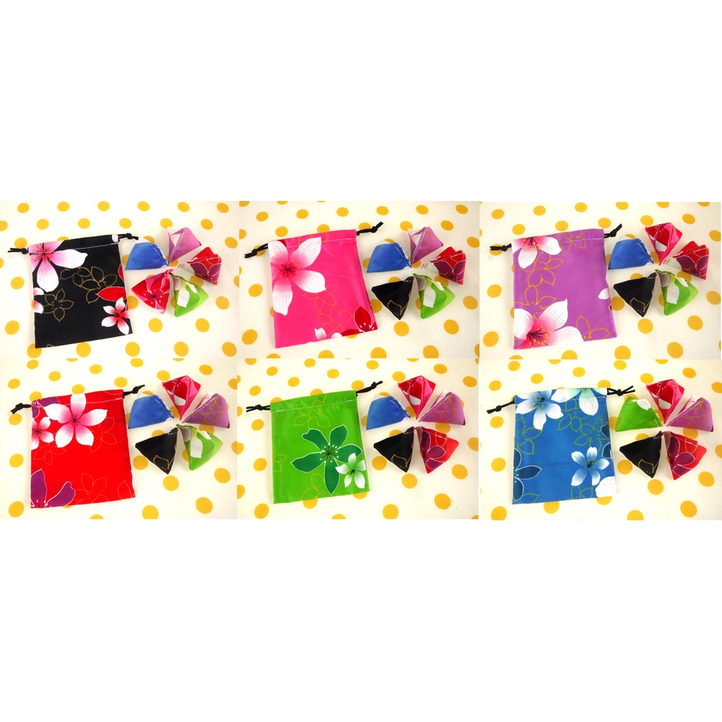 【寶貝童玩天地】【HO64+HO015】客家花布沙包 1組 5色款 - 5個小沙包 + 束口袋