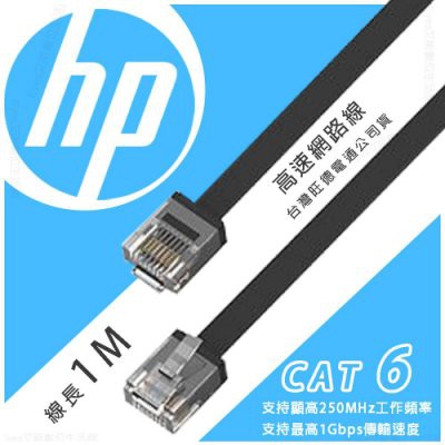1米【HP 超速網路線】扁線設計 Network Cable Cat6 網路線 路由線 網路傳輸線【饅頭小舖】P12
