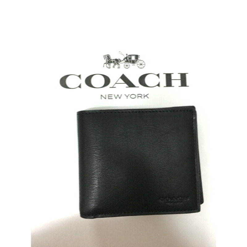 Coach F74991男夾/短夾/黑色牛皮皮夾