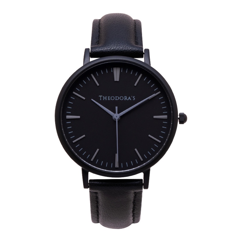 【THEODORA'S】Hera 簡約中性款真皮手錶[小錶面] 黑面-真皮黑【希奧朵拉】