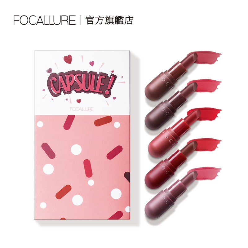 FOCALLURE 菲鹿兒 膠囊口紅套裝 霧面持久 保濕不脫色 ins超火 女學生款 爛番茄錦鯉色豆沙色漿果色