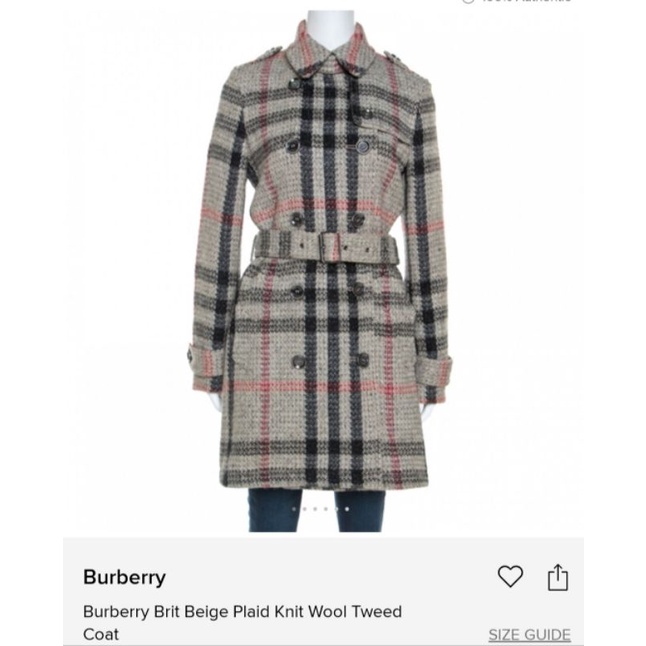 Burberry 經典格紋編織毛料風衣/大衣/外套