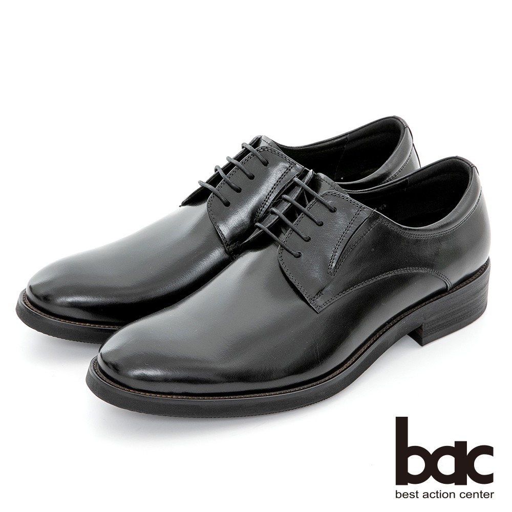 【bac】超輕量系列 俐落簡約真皮上班鞋 - 黑色