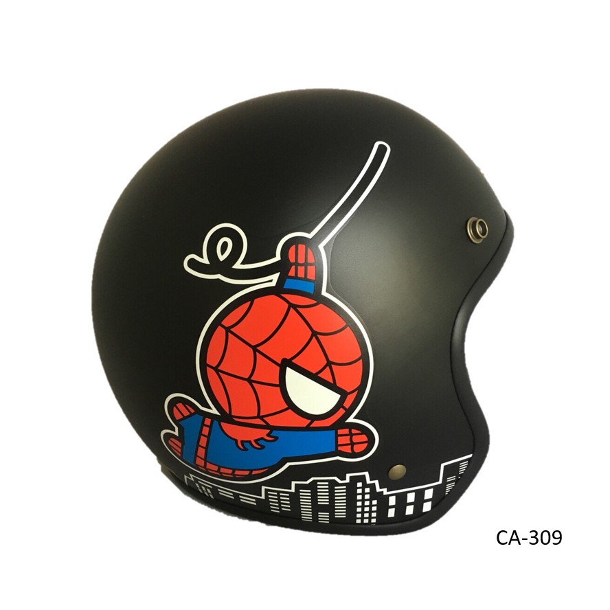 EVO 安全帽 N CA-309 復古帽 蜘蛛人 消黑色 半罩 半拆洗 卡通圖案 正版授權