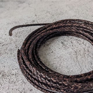 德國製精品皮繩 台灣現貨 1公分計價 深棕灰 圓形編織皮繩 3mm
