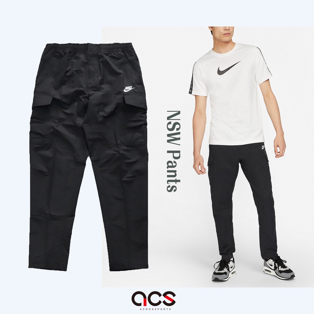 Nike 長褲 NSW Pants 男款 黑 多口袋 軍事 工裝 抽繩 小腳褲 窄管【ACS】 DD5208-010