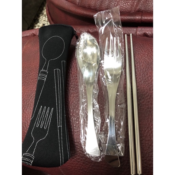 股東會紀念品-環保餐具不鏽鋼3件組，筷子，叉子，湯匙