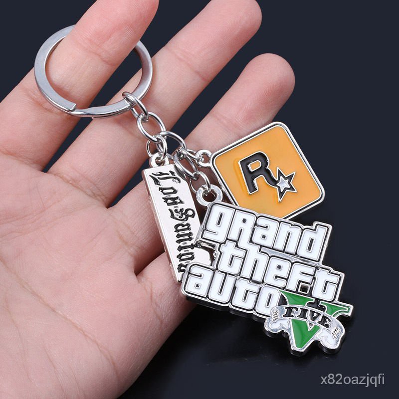 小琪雜貨鋪GTA5遊戲周邊掛件書包鑰匙扣俠道列獵飛車手金屬鑰匙扣鏈圈R星