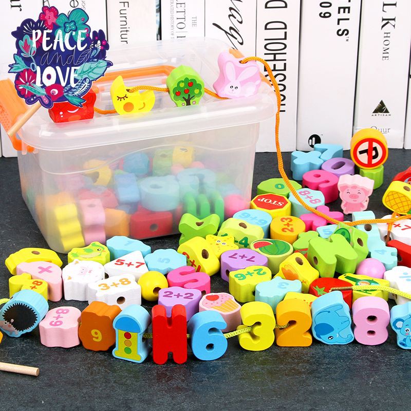 兒童早教串珠玩具1 2 3 4 6歲益智寶寶串珠子diy手工穿線積木玩具 蝦皮購物