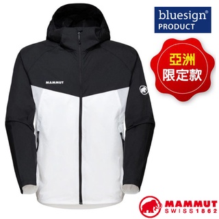 【MAMMUT 長毛象】男 款輕量防風透氣連帽外套 Convey WB Hooded AF 白/黑 00530