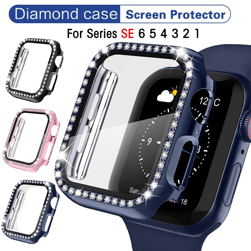 適用Apple Watch SE 6 5 4 3 2 1的水晶鑽石保護套40Mm 38MM 42MM 44MM蘋果保護殼