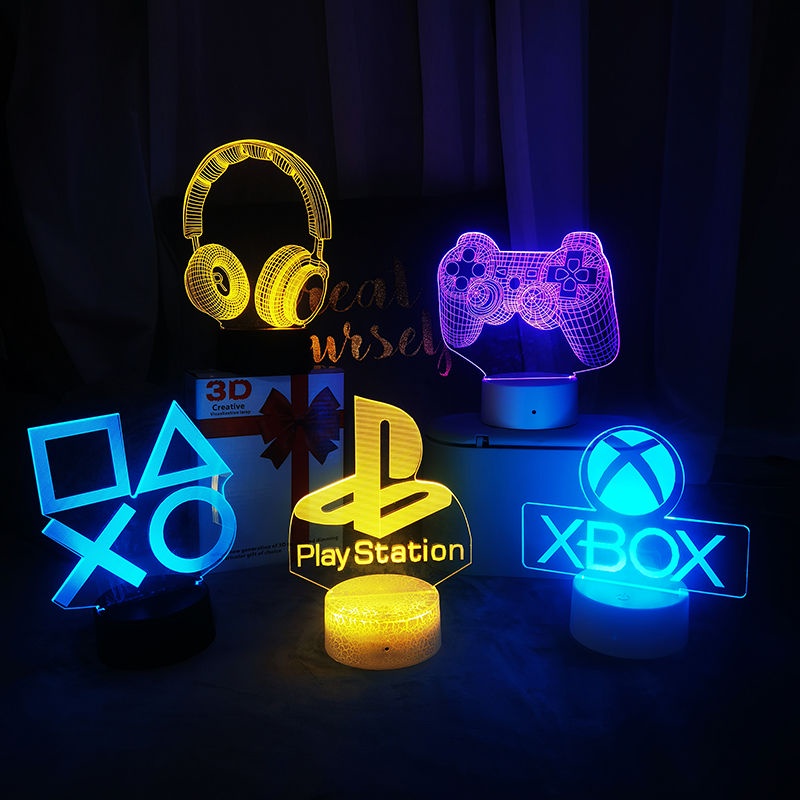 新款 創意3d 游戲小夜燈 🌲 電競 裝飾燈 氛圍燈 索尼 PS5周邊 擺件 生日禮物 收藏品 電競房 氛圍感