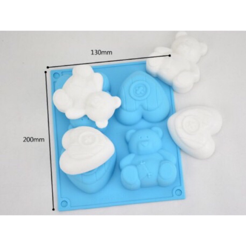 4連 熊 愛心矽膠手工皂模 矽膠蛋糕模 蛋糕工具diy 易脫模耐高溫