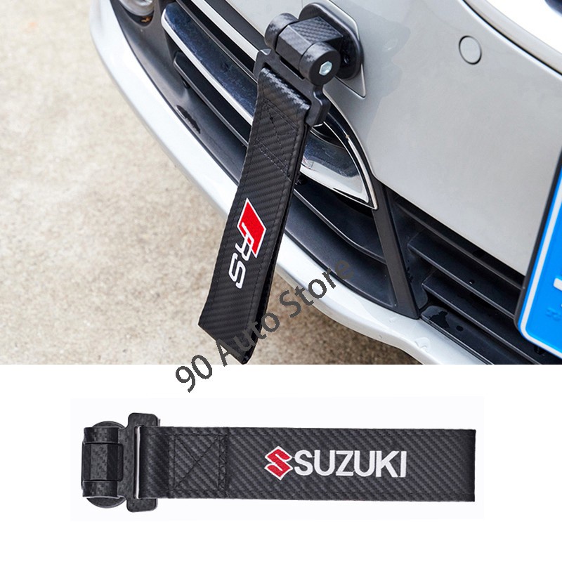 專用於鈴木Suzuki Swift SX4 Alto汽車改裝拖車繩 保險前杠裝飾飄帶 個性車頭拖車帶 粘貼式牽引繩牽引帶