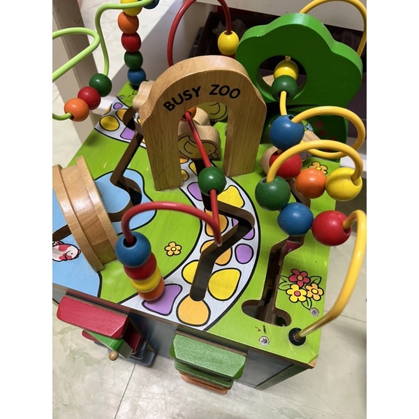 Parents 兒童原木製玩具 busy zoo 多功能繞珠串珠百寶箱