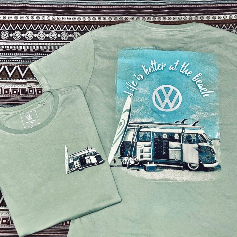美式復古 Volkswagen 露營車 印花 圓領 短袖T恤