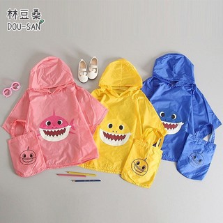 【林豆桑】現貨✨韓國代購 鯊魚寶寶兒童斗篷雨衣+收納袋/雨衣/兒童雨衣