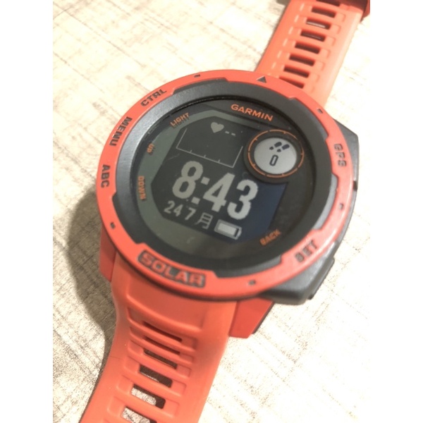 二手 GARMIN INSTINCT Solar 太陽能 GPS智慧運動心率腕錶