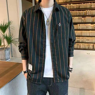 【臺灣現貨】襯衫男外套春秋季新款韓版潮流寬松青年網紅男生痞帥襯衣情侶上衣