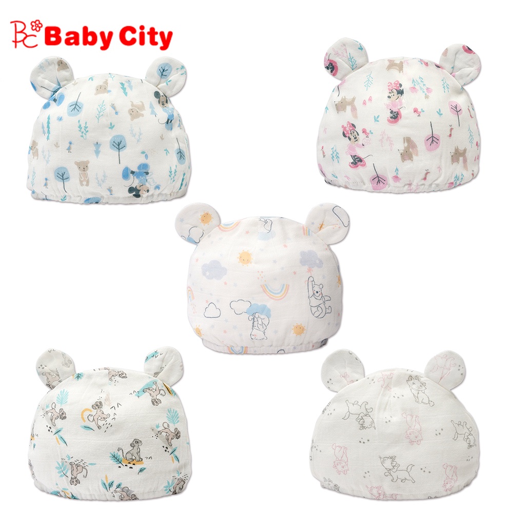 娃娃城Baby City-迪士尼系列紗布嬰兒帽5款 (米奇、米妮、維尼、獅子王、瑪莉貓)