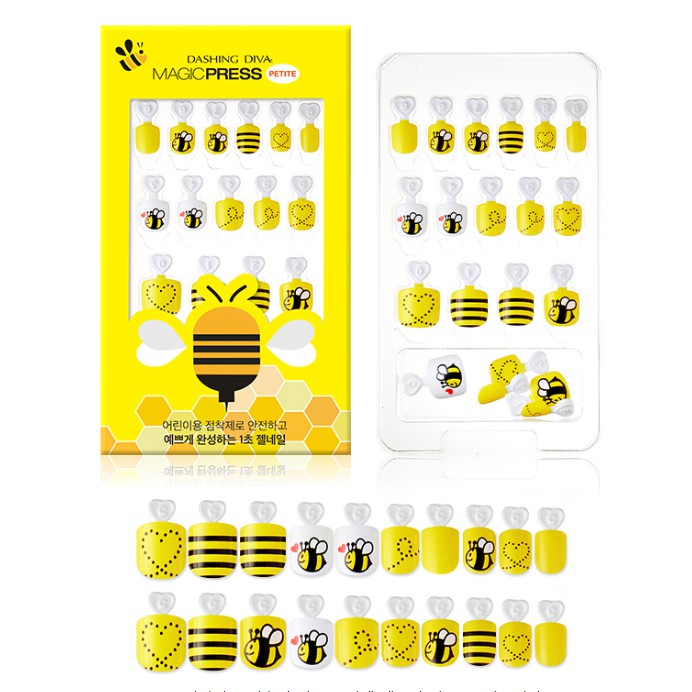 韓妞nana.kr➰韓國 DASHING DIVA 兒童款法式彩繪光療美甲片➰MPKD35 蜜蜂嗡嗡