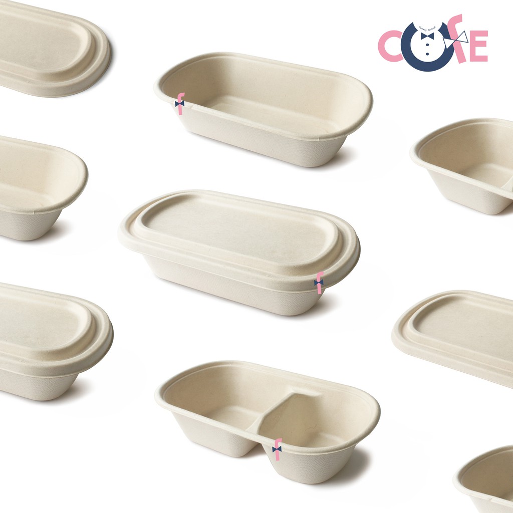 瘋餐具 植纖餐盒125組免運 贈餐盒腰封 紙漿餐盒 蓋 網美餐盒可分解餐盒甘蔗餐盒橢圓餐盒植物纖維餐盒