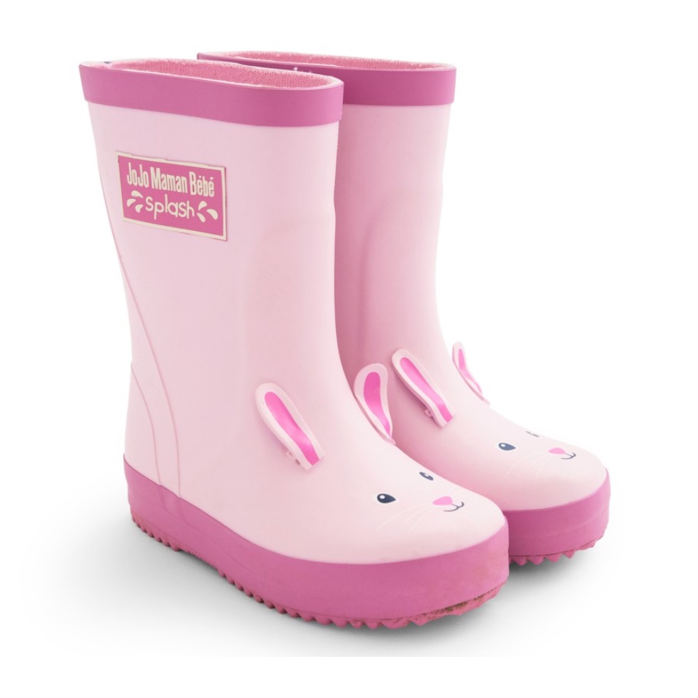 英國 JOJO Maman Bebe粉紅小兔雨鞋。粉紅色11號(19.5公分)（二手！）
