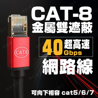 【健新電子】極速!! cat.8 鍍金 金屬雙遮蔽網路線 40gbp 可向下相容 cat.5/6/7 #127262