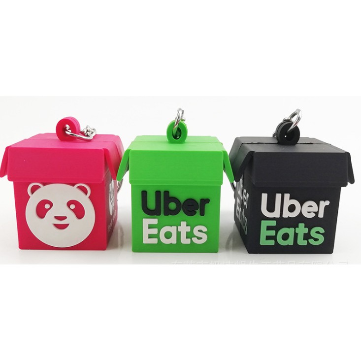 &lt;現貨&gt;外送包 Uber eats 熊貓 迷你 吊飾 鑰匙圈 夾娃娃景品 吊飾 外送員 附盒